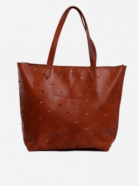 Citrune Label Polka Tote Bag (Brown)