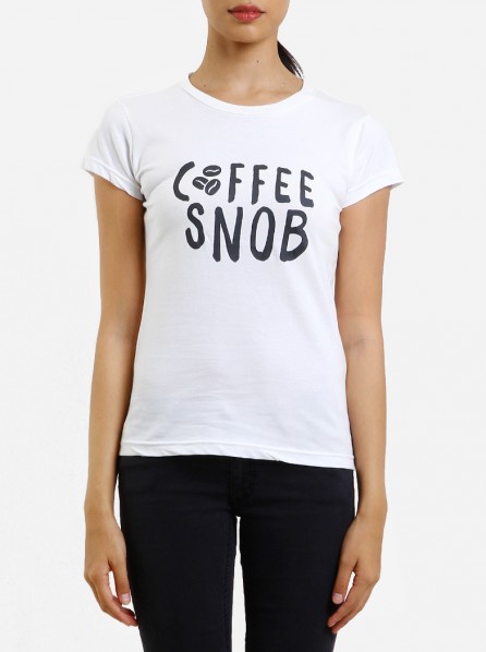 Dirty White Cotton Women Coffee Snob T-Shirt (White)