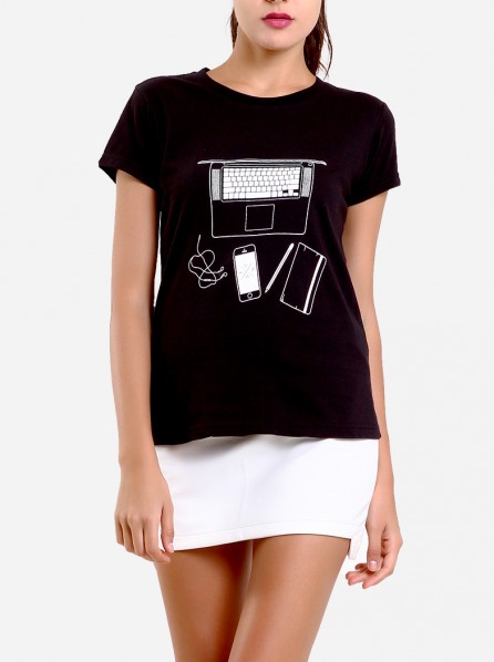Dirty White Cotton Women Essential One (Black)
