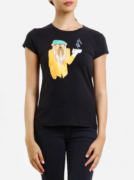 Dirty White Cotton Women My Mate Fitzy T-Shirt (Black)