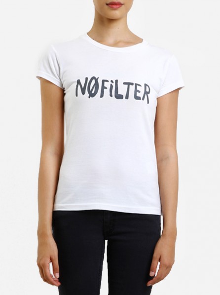 Dirty White Cotton Women No Filter T-shirt (White)
