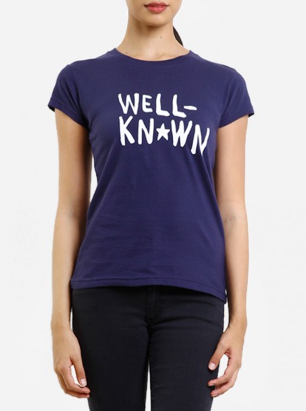 Dirty White Cotton Women Well Known T-Shirt (Navy)