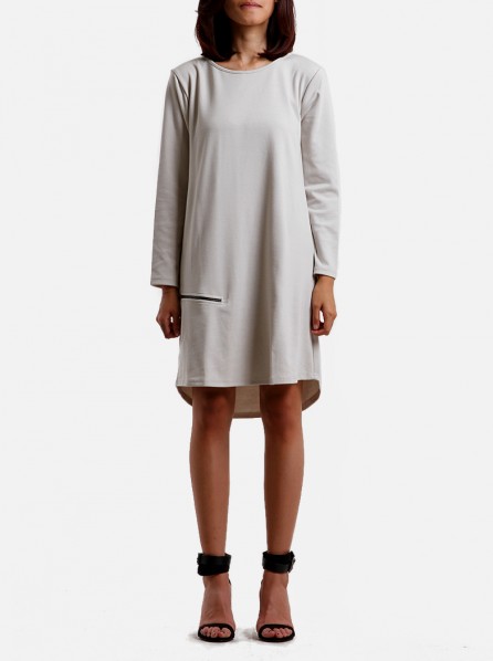Elsife Grey Long Sleeve Dress (Grey)