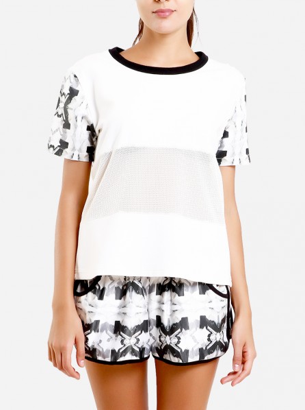 Fitlosophy Patterned Sleeve Shirt (White)