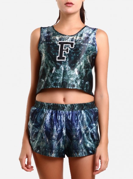 Fitlosophy Cropped Patterned Top