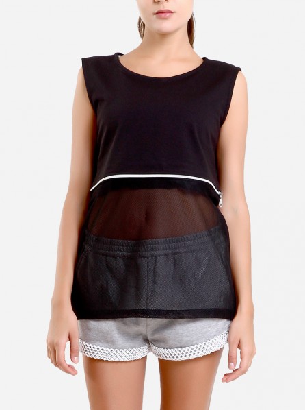 Fitlosophy Detachable Black Crop Top (Black)