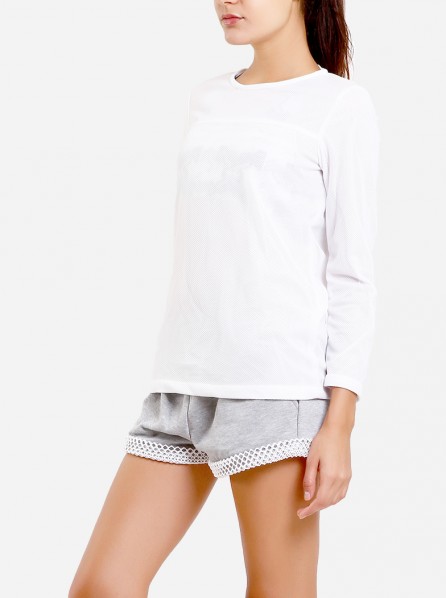 Fitlosophy Long Sleeves Seethrough (White)