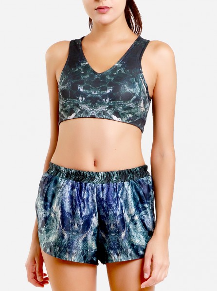 Fitlosophy Patterned Sports Bra (Green)