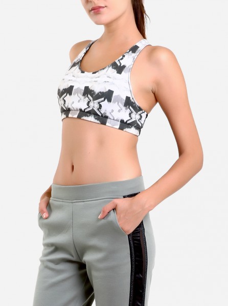 Fitlosophy Patterned Sport Bra (Grey)