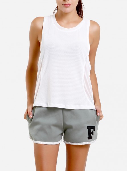 Fitlosophy White Mesh Basketball Tanktop (Grey)