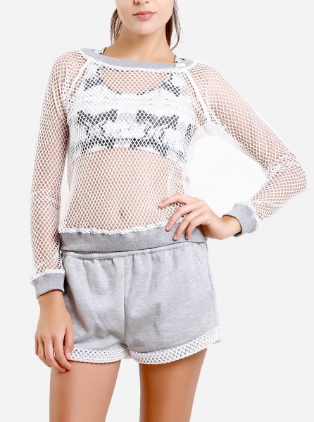 Fitlosophy White Mesh Sweater (Grey)