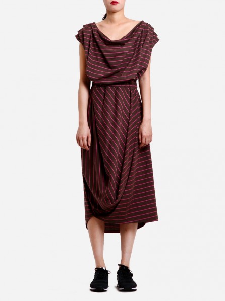 Monday To Sunday Callie Dress (Brown Pink Stripes)