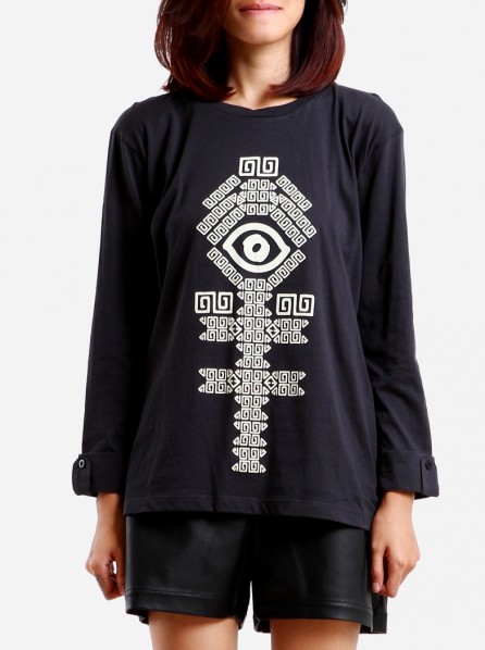 Monstore Women Baffled  Long Sleeve Tee (Moss Black)