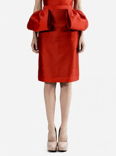 Michelle Worth Rock n Roll Peplum Skirt (Red)