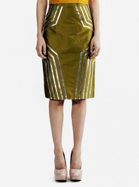 Michelle Worth Moonage Pencil Skirt (Green) 