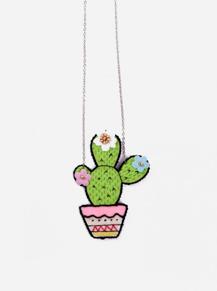 Pita Blooming Cactus Necklace (Green)