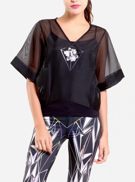 RI By Carrie Prism Flower Top (Black)