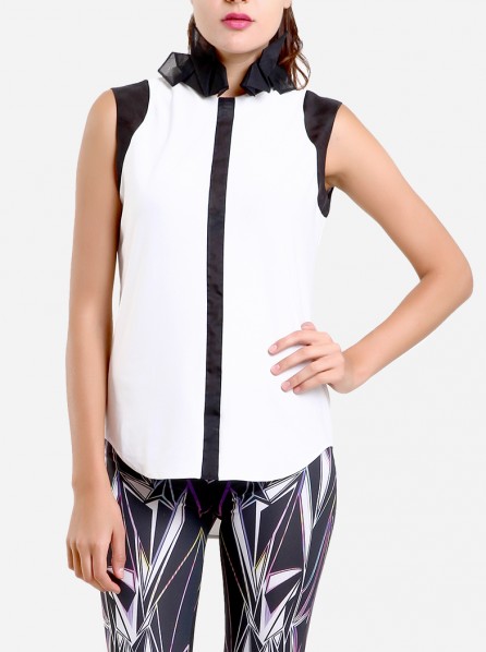 RI By Carrie Top Bird's Kiss Sleeveless Top (White/Black)