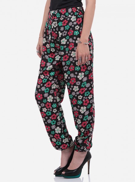 Sister Margaritta Black Retro Flower Pants (Black)