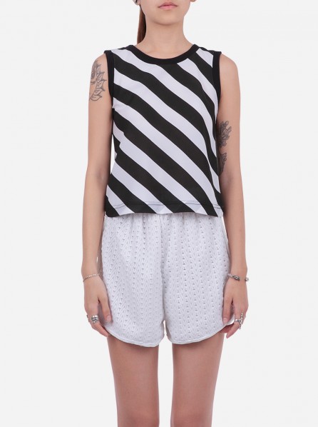Sister Margaritta Stripe Cropped Top (Black & White)