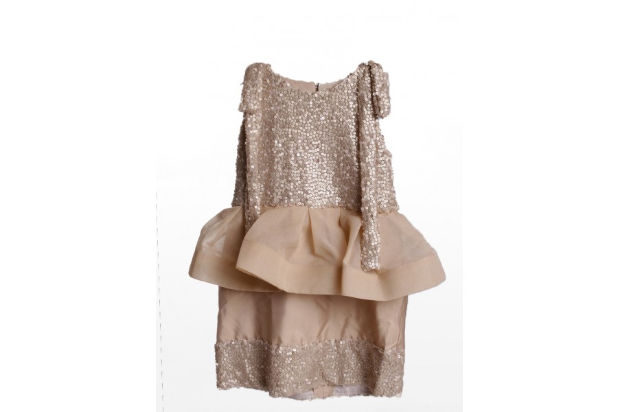 7 o clock Couture Sparkling Peplum Dress (Cream)