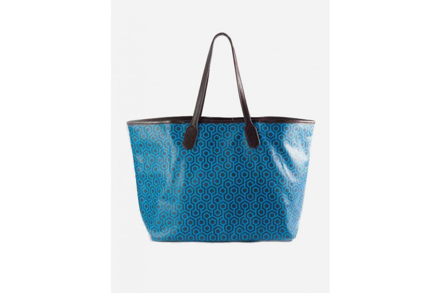 Mischa Jet Set Tote Bag (Mykonos Blue/Brown)
